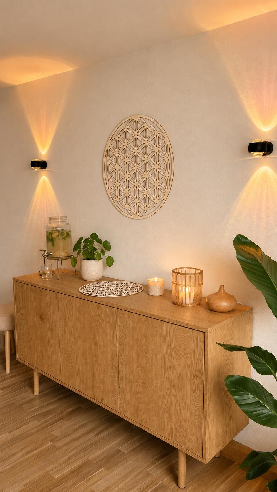 Lasergeschnittene „Blume des Lebens“ als Wanddeko aus Holz von Graverie